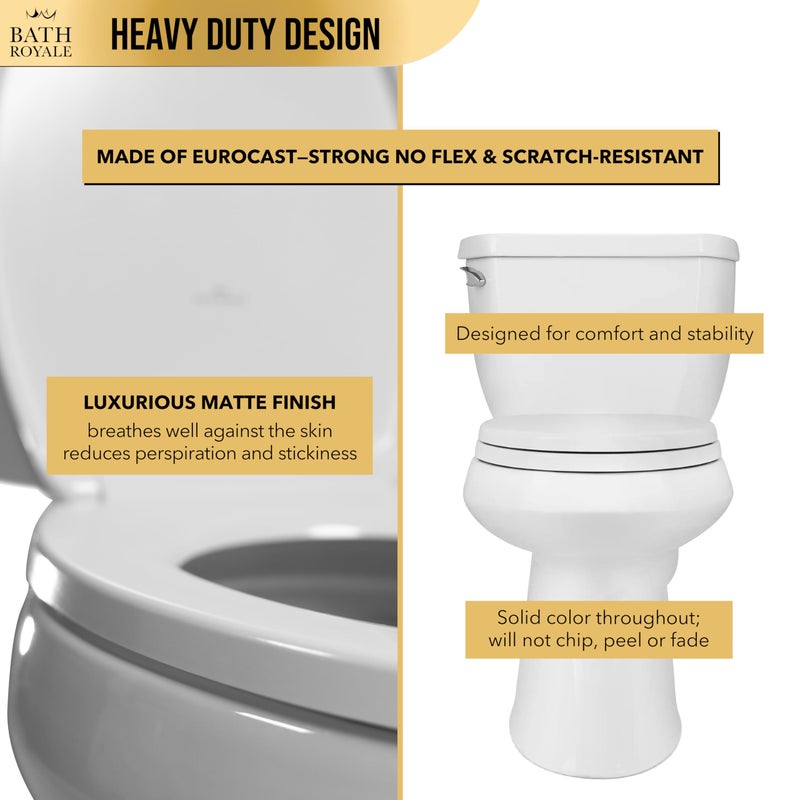 Bath Royale Heavy Duty & Soft Close Toilet Seat Elongated BR237-00 Scratch Resistant, Fits All Toilet Brands, MasterSuite Series - Image 4